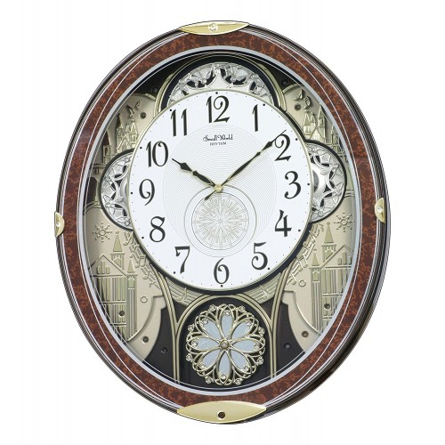 Rhythm Magic Motion Clock 12+12 Melodies & 6 X-Mas Songs (CTS Sound),Hourly Melody,Automatic Melody Silencer By Sensor,Monitor Switch,Volume Control Switch Analog(37.5x45.5x8.5cm)